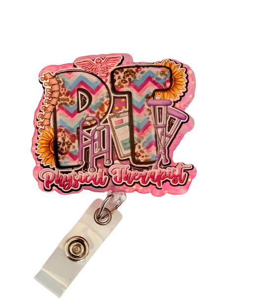 Physical Therapist Badge Reel | PT ID Clip | Rehab Life Badge Holder | Physical Therapy Gift for Coworkers | Funny PT Work Accessory