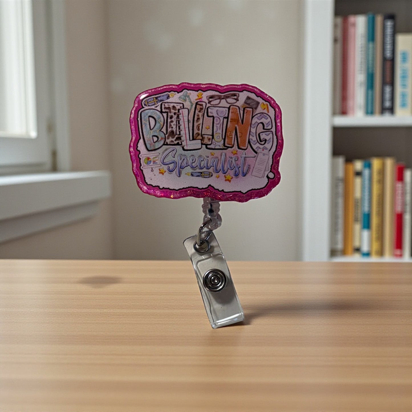 Billing Specialist Badge Reel – Cute Retractable ID Holder for Office & Medical Billing  Shopify Description: