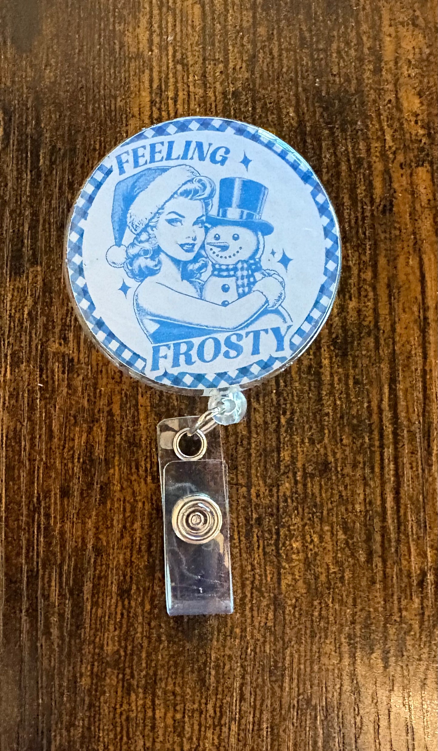 ❄️ Feeling Frosty Badge Reel – Retro Winter Nurse ID Holder