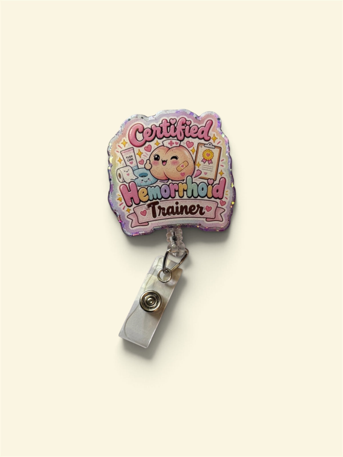 Certified Hemorrhoid Trainer Badge Reel – Funny Healthcare Retractable ID Holder