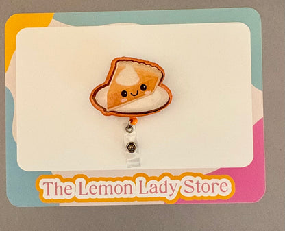 Cute Pumpkin Pie Badge Reel | Foodie Nurse Badge Holder | Fall & Thanksgiving Badge Clip