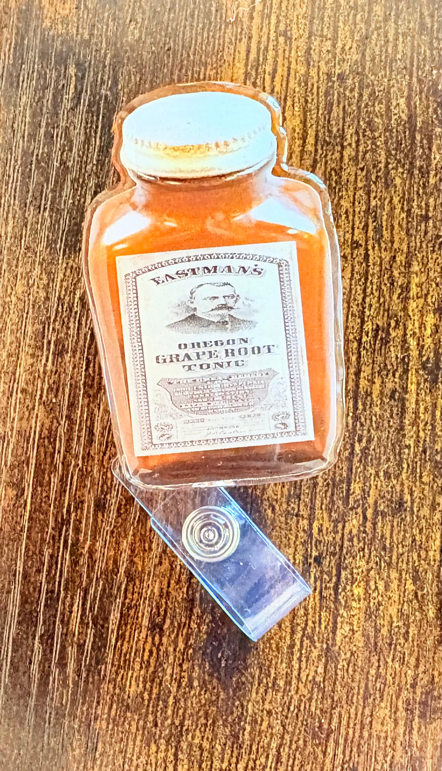 Vintage Apothecary Bottle Badge Reel | Retro Medical Badge Holder | Pharmacy & Nurse Badge Clip