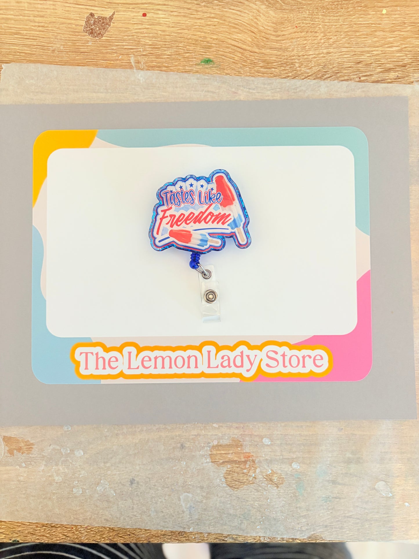 Tastes Like Freedom Badge Reel | Patriotic Nurse Badge Holder | 4th of July Retractable Clip
