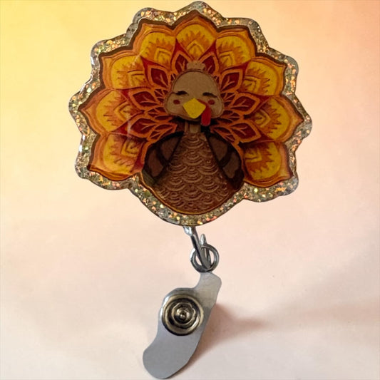 Thanksgiving Turkey Badge Reel, Funny Nurse Badge Holder, Fall Themed ID Clip, Autumn Badge Reel for Healthcare Workers