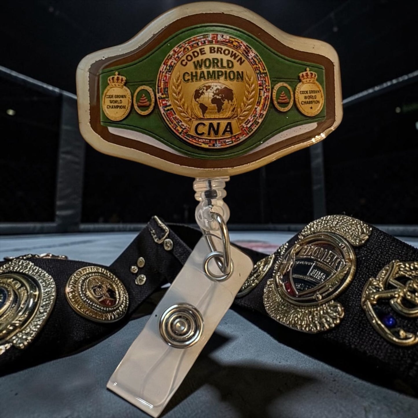 🏆 Code Brown World Champion CNA Badge Reel – Poop Trophy Championship Belt