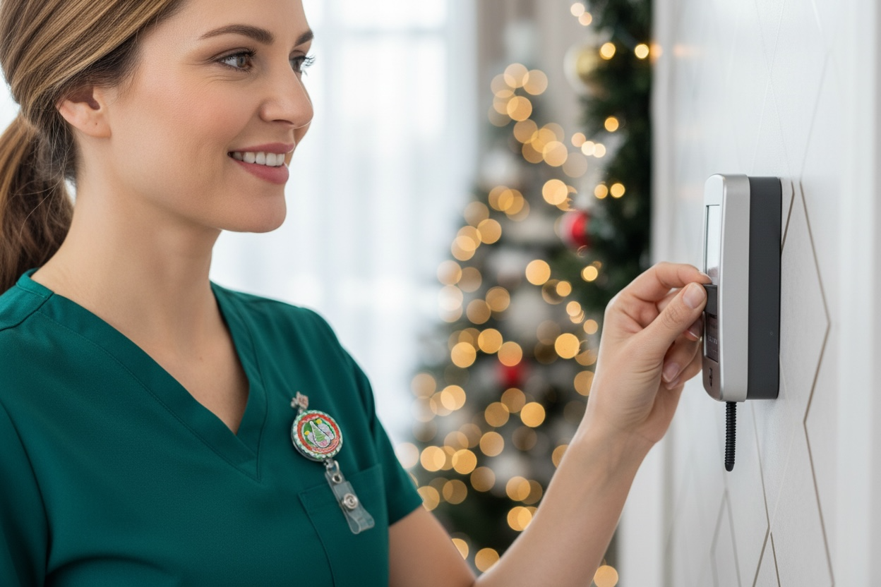 Roc’in Around the Christmas Tree Badge Reel – Funny Holiday Nurse ID Holder