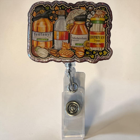 🍂 Fall Anesthesia Badge Reel – Pumpkin Spice Meds Edition 🎃