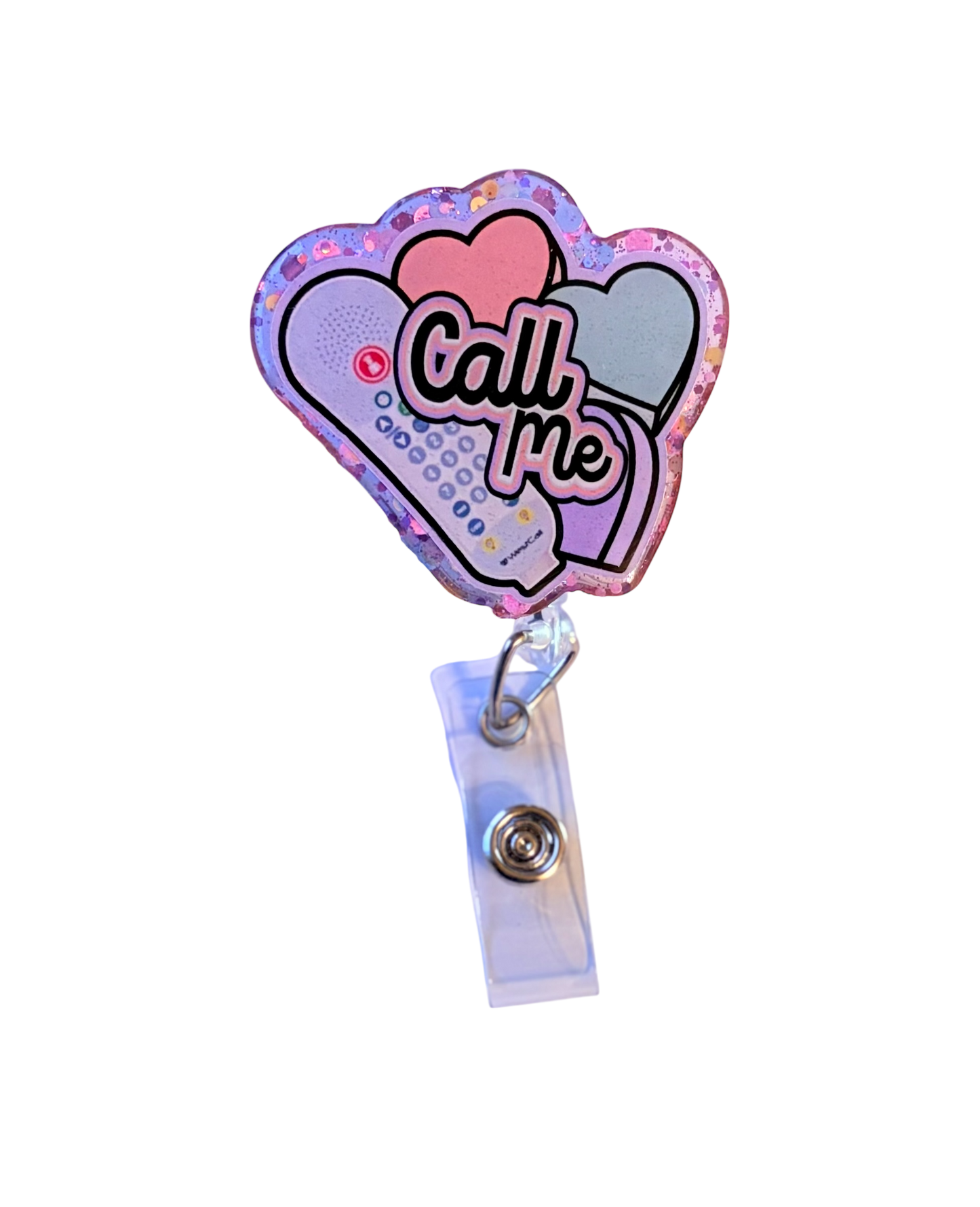 Funny Valentine’s Day Badge Reel - Cute Candy Heart ‘Call Me’ ID Holder, Nurse Badge Clip