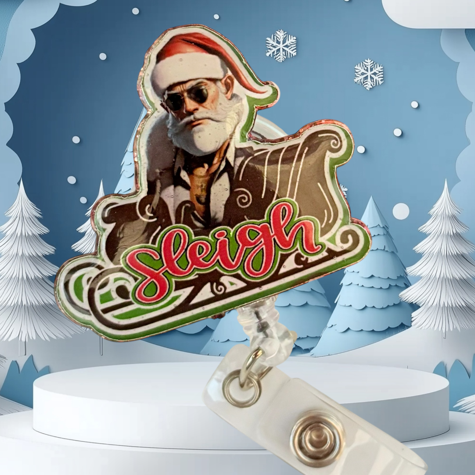 🎅 “Sleigh” Santa Badge Reel – Funny Christmas Retractable ID Holder ...