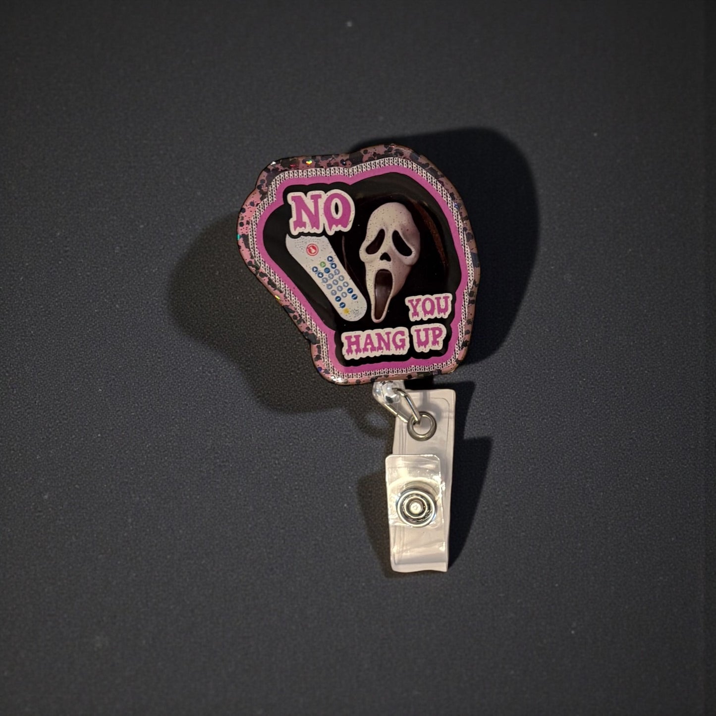 No You Hang Up – Retro Horror Phone Badge Reel