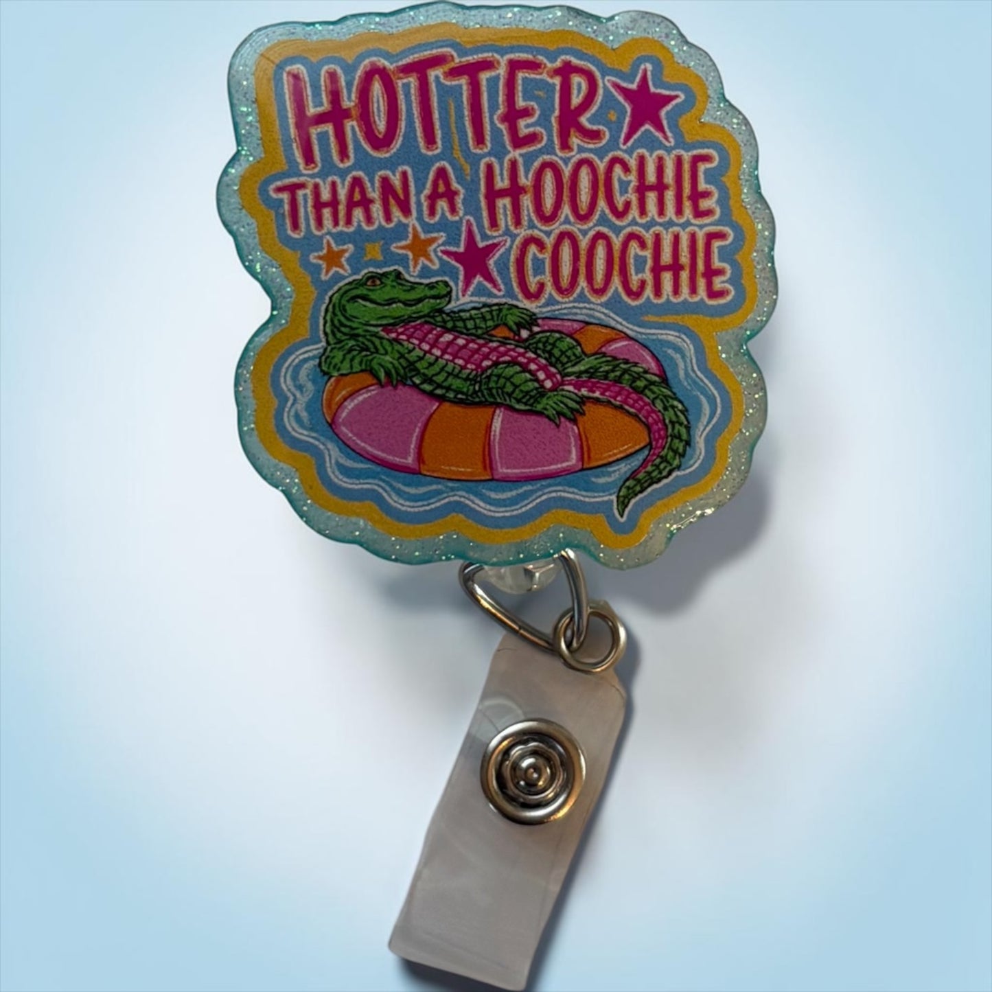 Hotter Than a Hoochie Coochie Alligator Badge Reel | Funny Southern Nurse Badge Holder