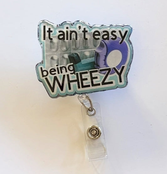 Respiratory Therapy Badge Reel – Funny Inhaler Badge Holder, RT Clip for Asthma Nurses, Wheezy Badge Reel, Respiratory Gift