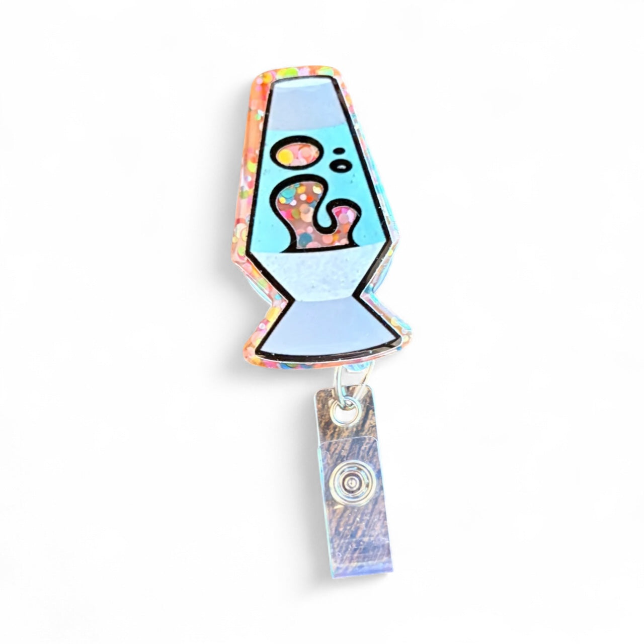 Lava Lamp Badge Reel | Retro Nostalgic Badge Holder | Fun Colorful Retractable Clip