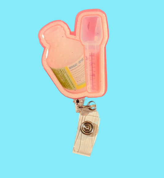 Bubblegum Medicine Badge Reel – Pediatric Medicine Bottle ID Holder