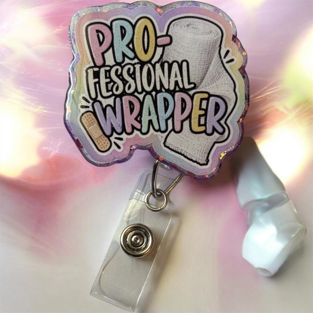 Professional Wrapper Badge Reel – Funny Wound Care Nurse Retractable ID Holder
