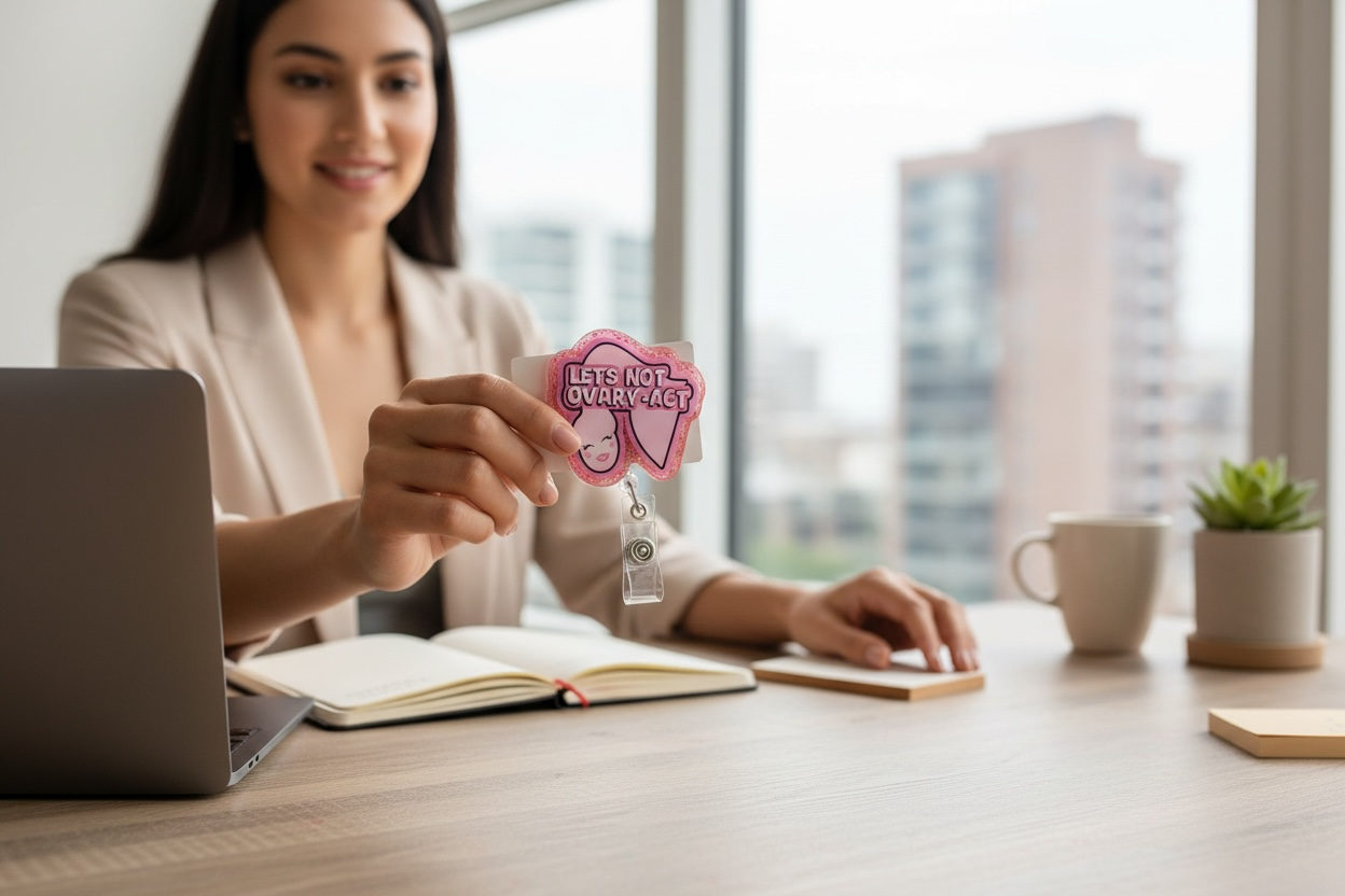 Gynecology Badge Reel, Ovary Badge Reel