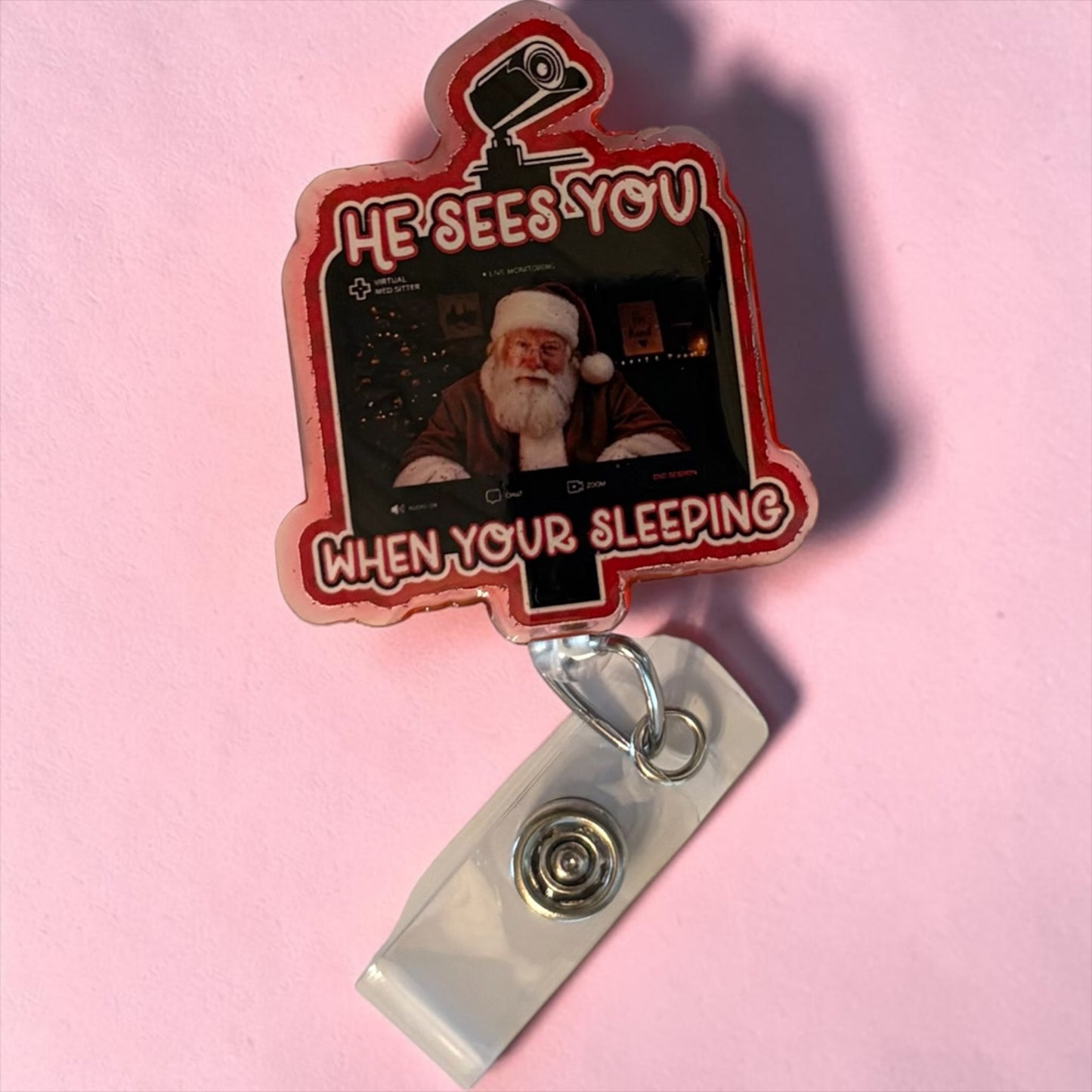 He Sees You When You’re Sleeping – Creepy Virtual Med Sitter Badge Reel | Funny Nurse ID Badge