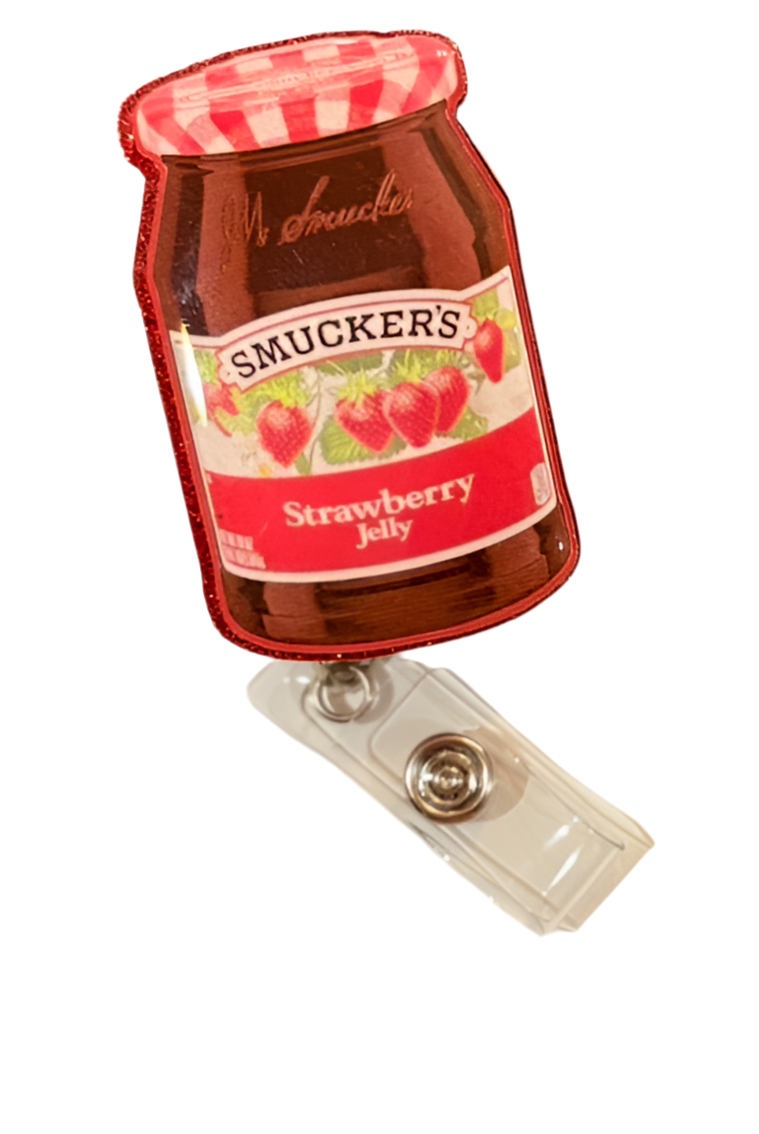 Strawberry Jelly Badge Reel – Funny Foodie ID Holder