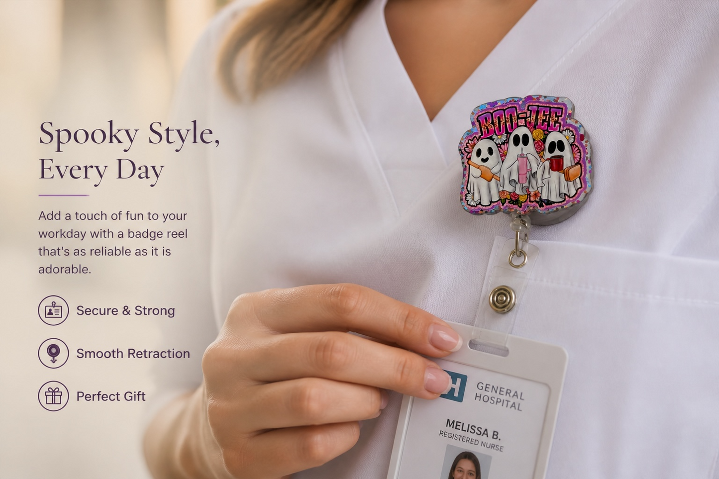 👻 Boo-jee Ghosts Badge Reel – Cute Halloween Nurse ID Holder