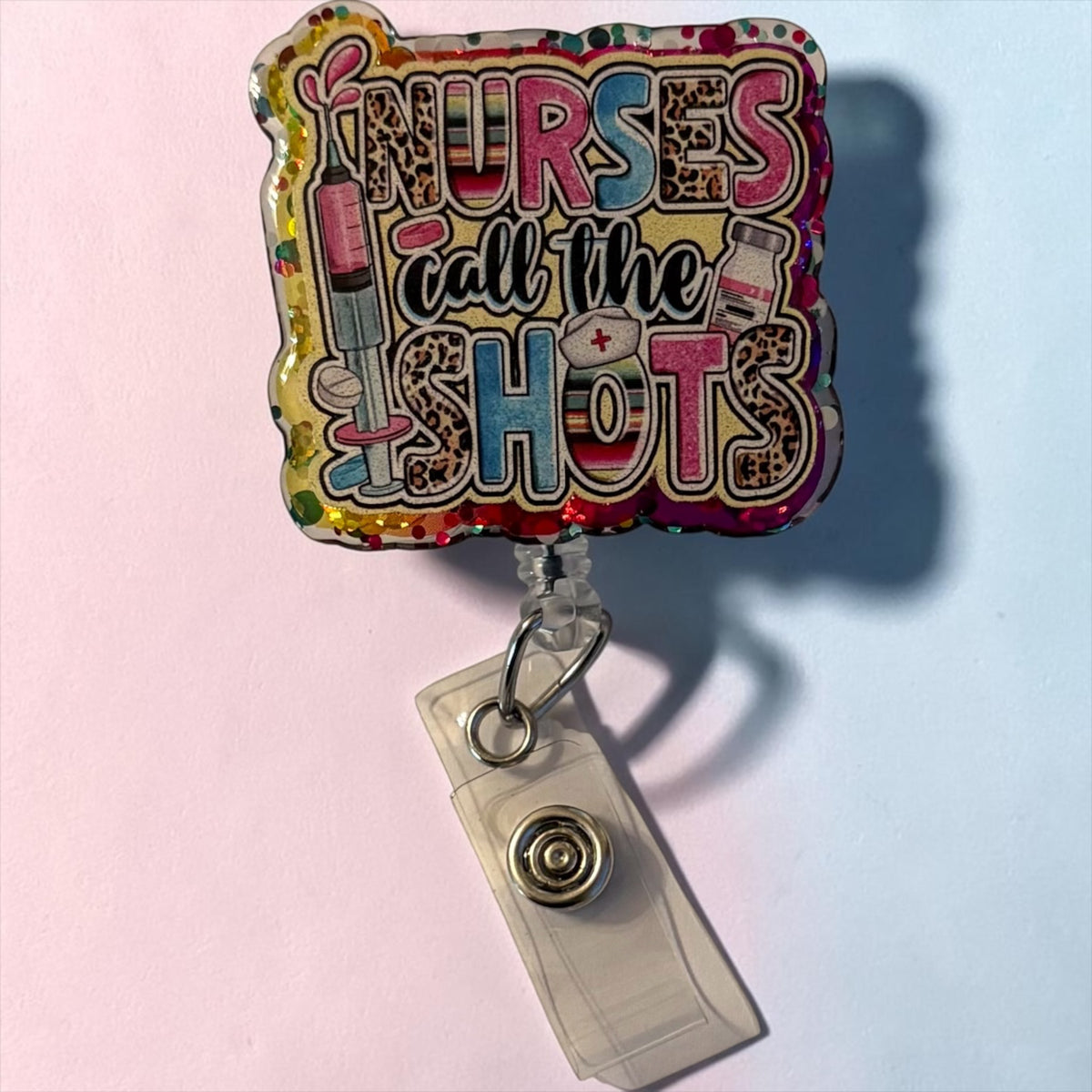Nurses Call the Shots Badge Reel – Funny Nurse Badge, Cute Tassel ID Clip, RN/ER Gift Idea
