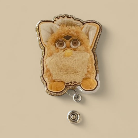 Furby Badge Reel | 90s Nostalgia ID Holder | Funny Cute Badge Clip for Work | Retractable Nurse Badge Reel | Retro Accessory Gift