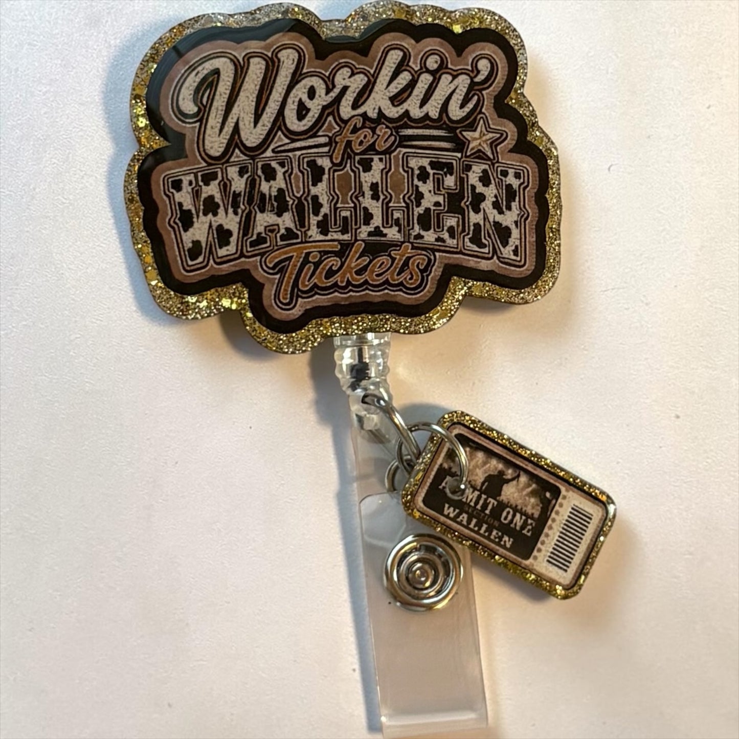 Workin’ for Wallen Tickets Badge Reel – Country Concert Inspired Retractable ID Holder