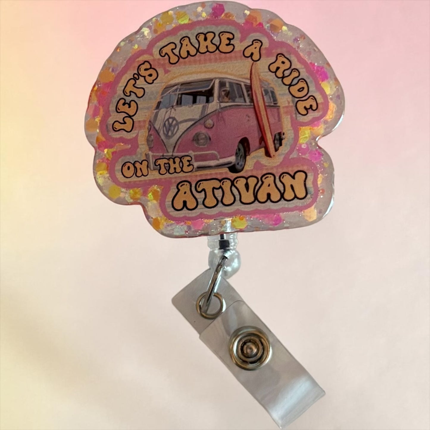 Take a Ride on the Ativan Badge Reel – Funny Medical ID Holder, Nurse Humor Badge, Pharmacist Gift, Mental Health Badge Clip
