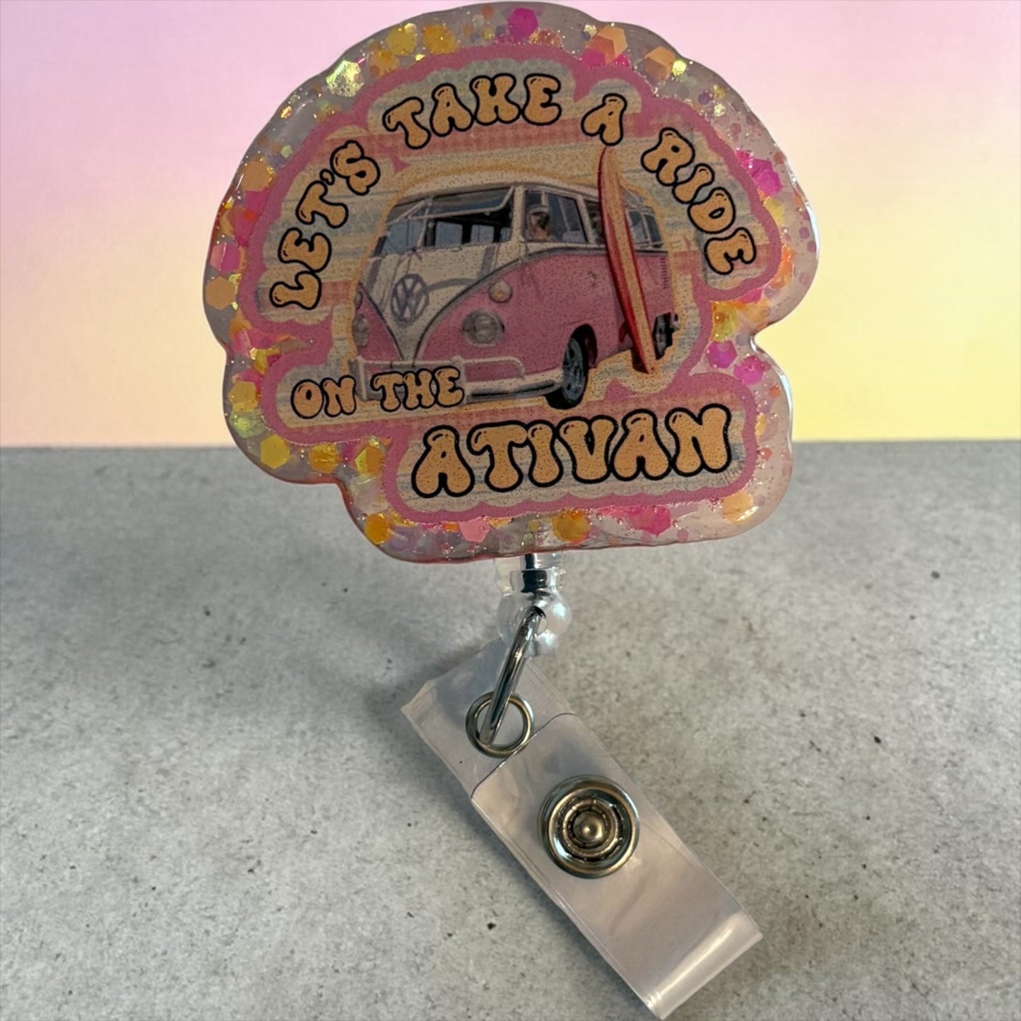 Take a Ride on the Ativan Badge Reel – Funny Medical ID Holder, Nurse Humor Badge, Pharmacist Gift, Mental Health Badge Clip