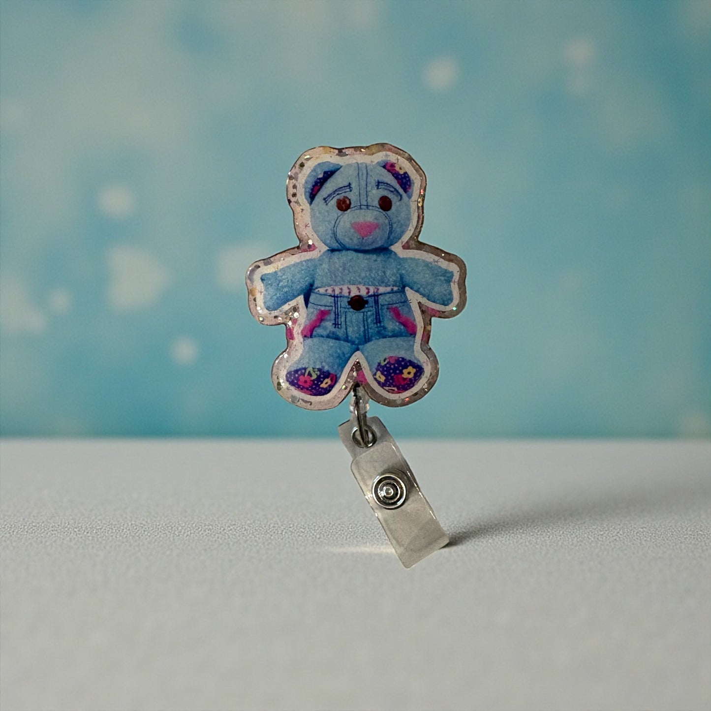 Doodle Bear Badge Reel | Nostalgia Badge Holder | Pediatric & NICU Badge Clip