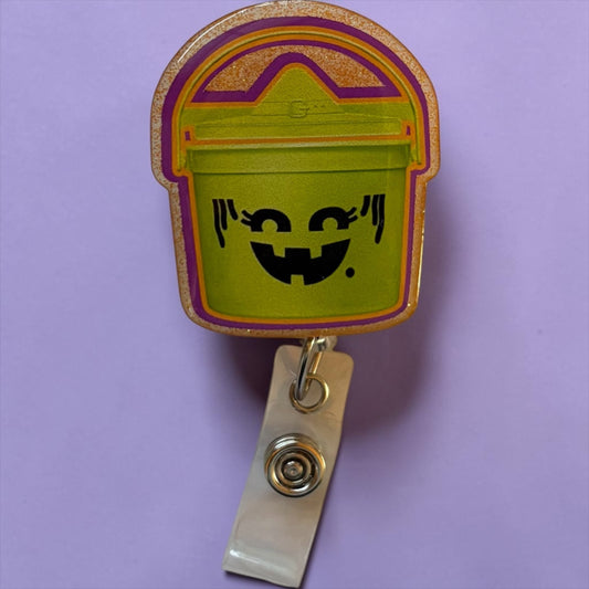 McDonald’s Halloween Bucket Badge Reel – Retro Happy Meal ID Clip, Funny Fall Badge for Nurses, Teachers, Healthcare Workers