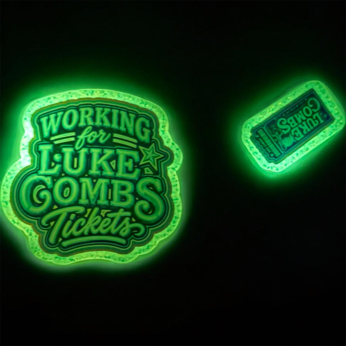 Workin’ for Luke Combs Tickets Glow-in-the-Dark Badge Reel + Ticket Charm