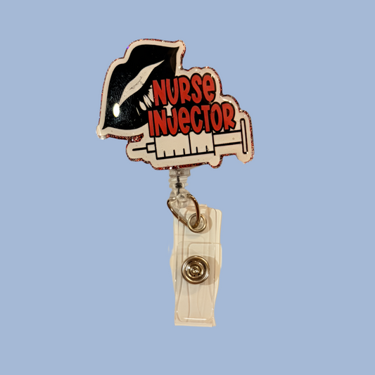 Cosmetic Nurse Badge Reel | Nurse Injector Badge | Aesthetic RN Accessory | Funny Syringe ID Holder | Medical Badge Clip for Med Spa