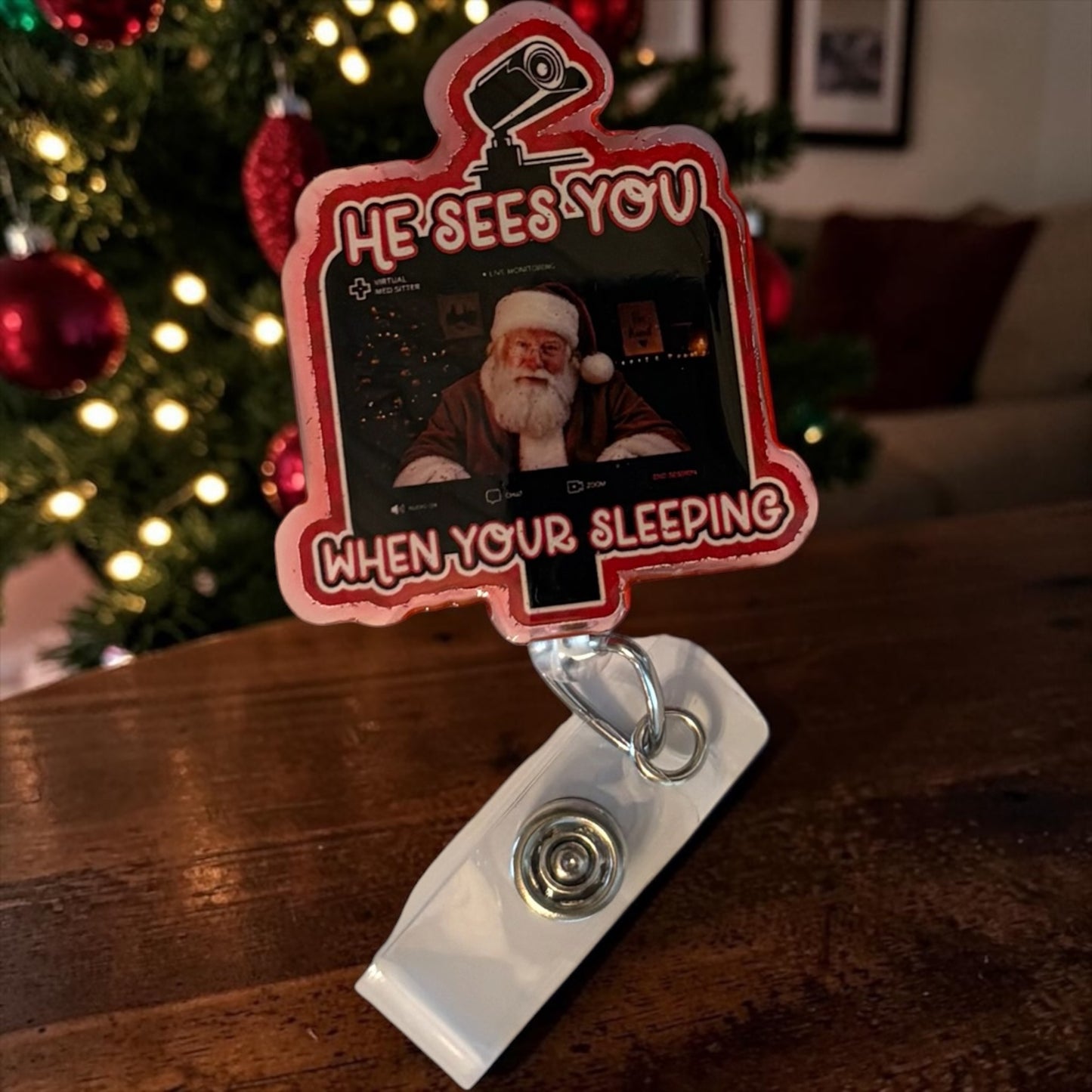 He Sees You When You’re Sleeping – Creepy Virtual Med Sitter Badge Reel | Funny Nurse ID Badge