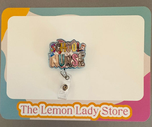 School Nurse Badge Reel – Colorful Teacher Nurse Gift – Back to School Badge Holder – Nurse Appreciation – Retractable Clip