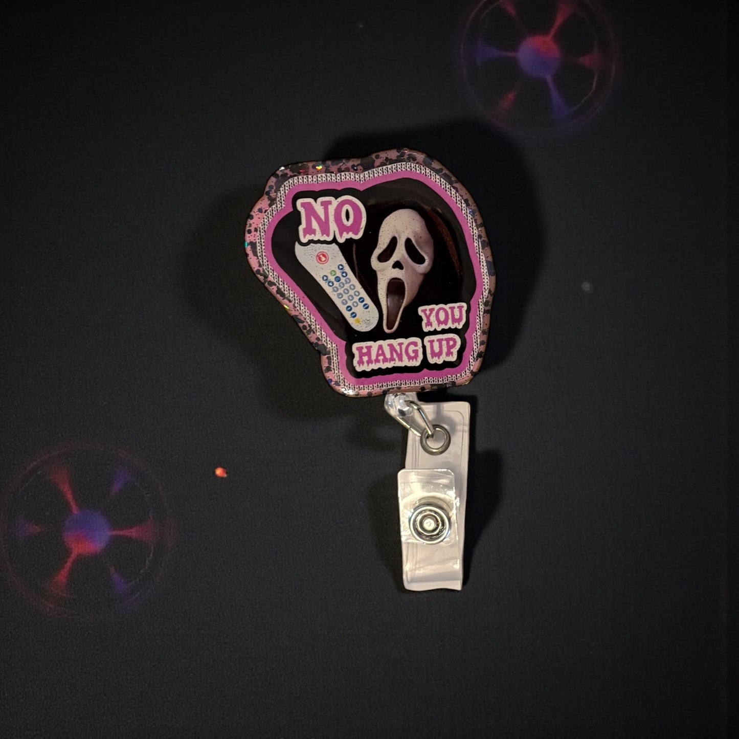 No You Hang Up – Retro Horror Phone Badge Reel