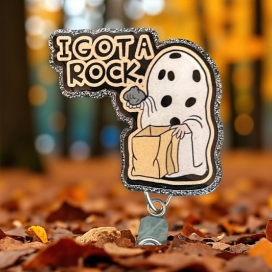 Rock Badge Reel, Funny Halloween Nurse ID Clip, Trick or Treat Ghost Badge Holder, Charlie Brown Fall Work Accessory