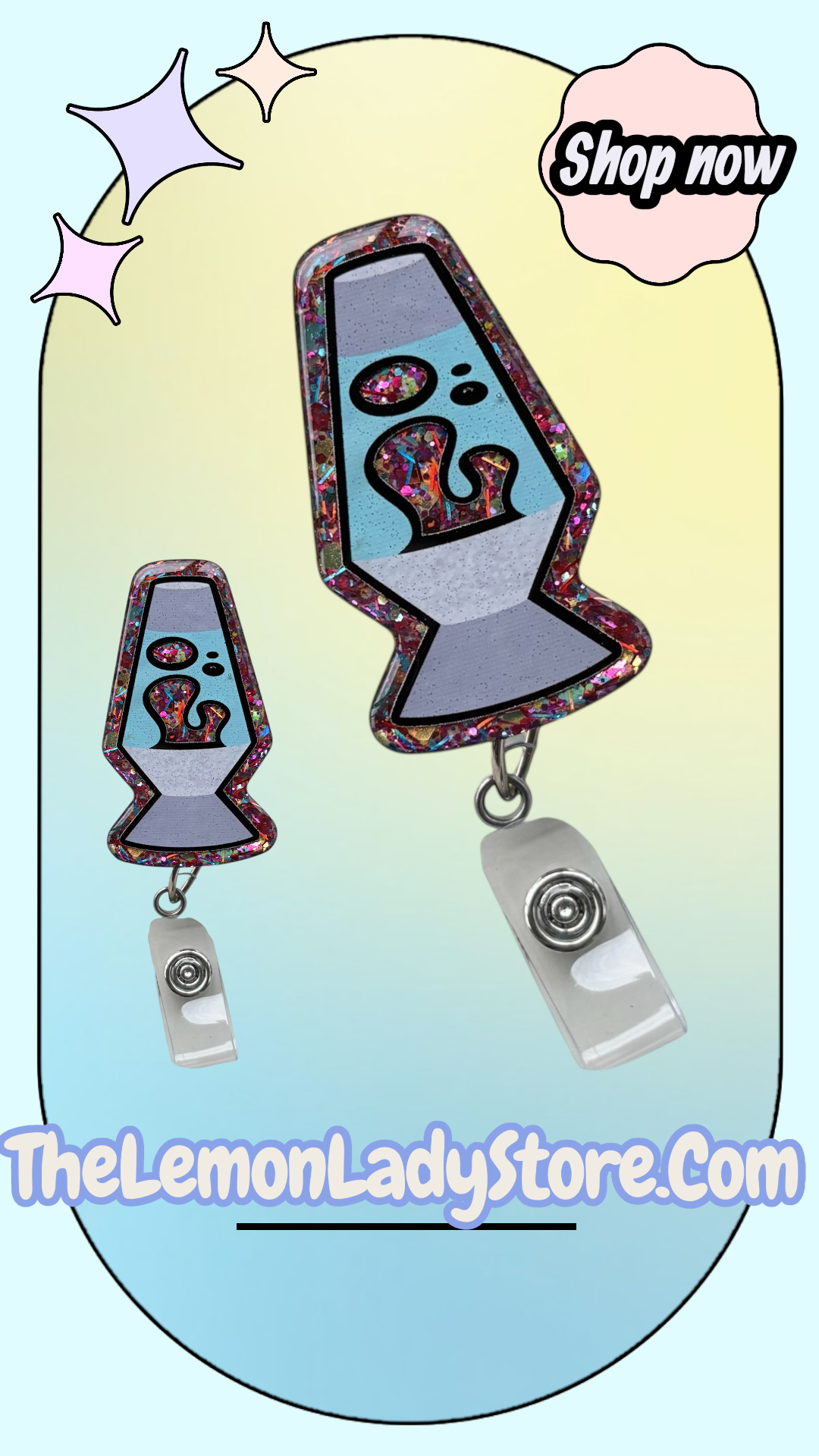 Lava Lamp Badge Reel | Retro Nostalgic Badge Holder | Fun Colorful Retractable Clip