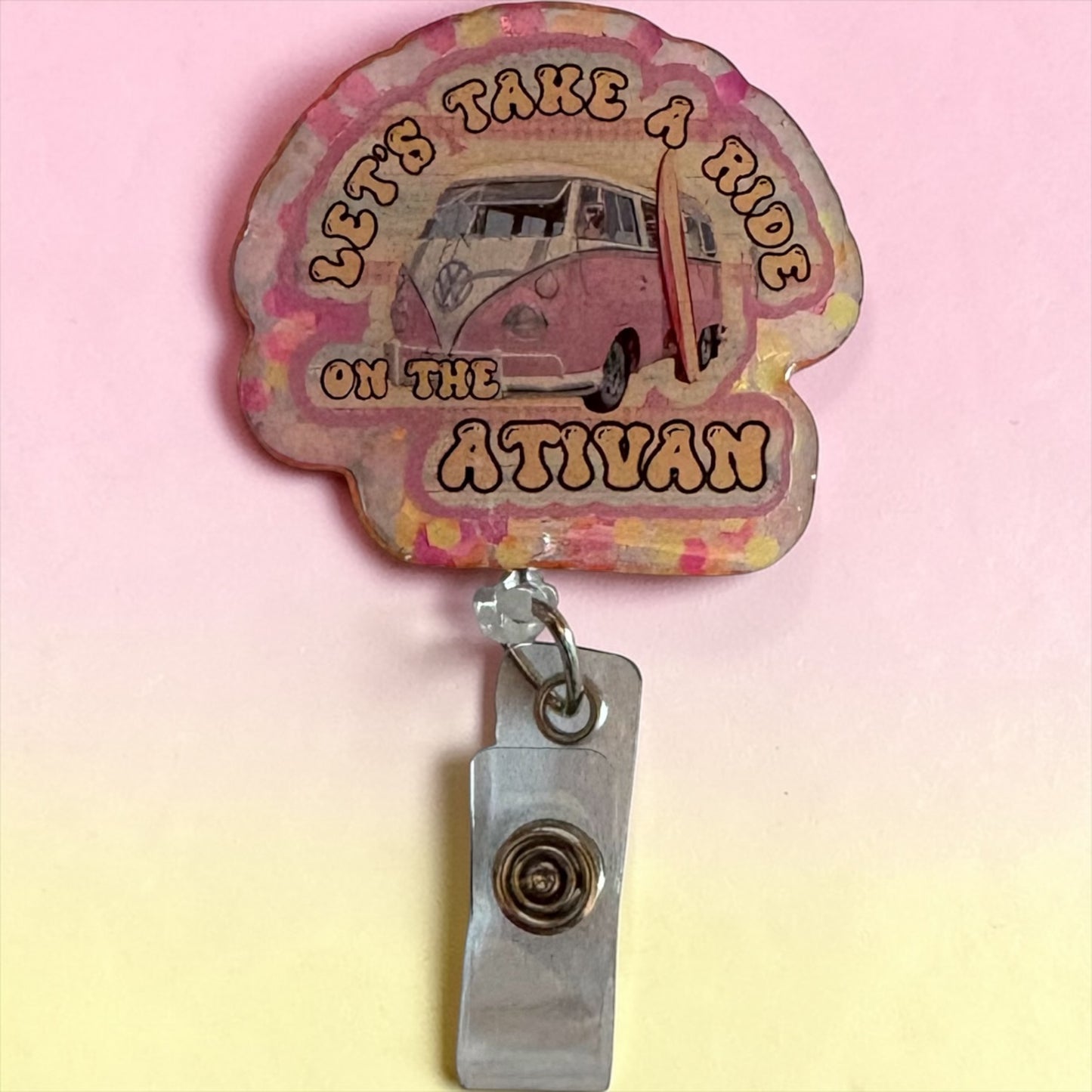 Take a Ride on the Ativan Badge Reel – Funny Medical ID Holder, Nurse Humor Badge, Pharmacist Gift, Mental Health Badge Clip