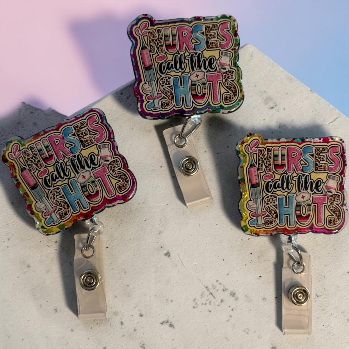 Nurses Call the Shots Badge Reel – Funny Nurse Badge, Cute Tassel ID Clip, RN/ER Gift Idea