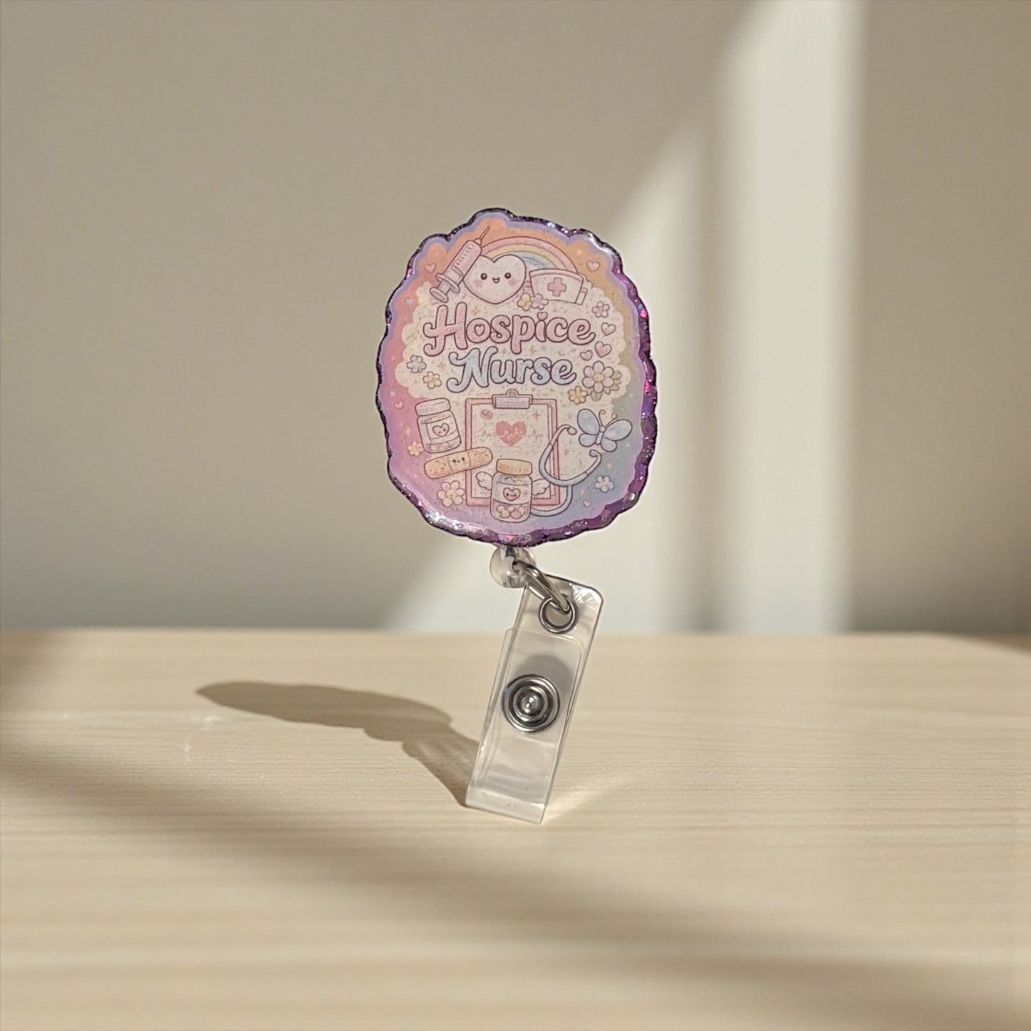 Hospice Nurse Badge Reel – Cute Pastel Medical ID Holder | Retractable Nurse Badge