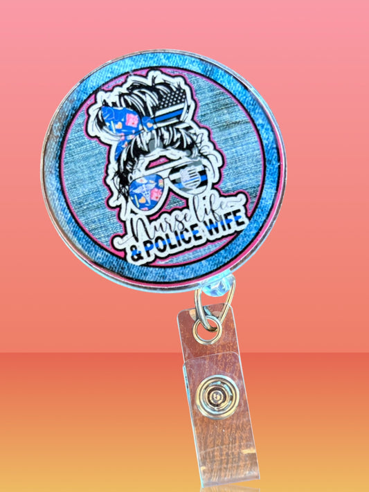Nurse Life & Police Wife Badge Reel – Retractable ID Holder