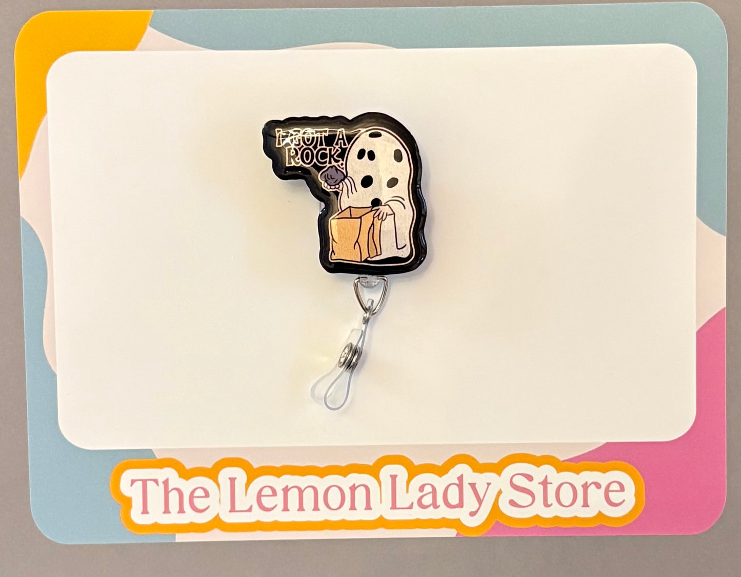 Rock Badge Reel, Funny Halloween Nurse ID Clip, Trick or Treat Ghost Badge Holder, Charlie Brown Fall Work Accessory