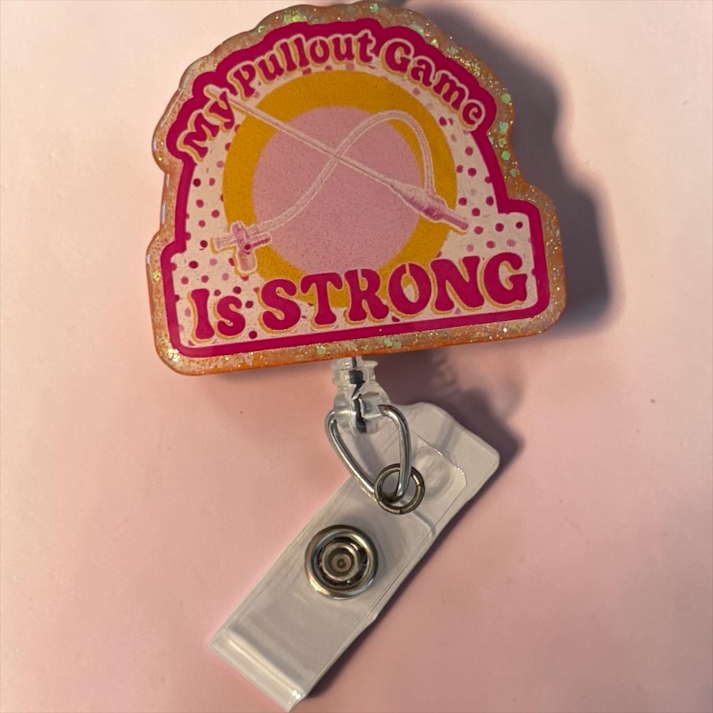 My Pull Out Game Is Strong – Cardiac Sheath Badge Reel | Cath Lab Badge Reel | Funny Nurse Badge Holder