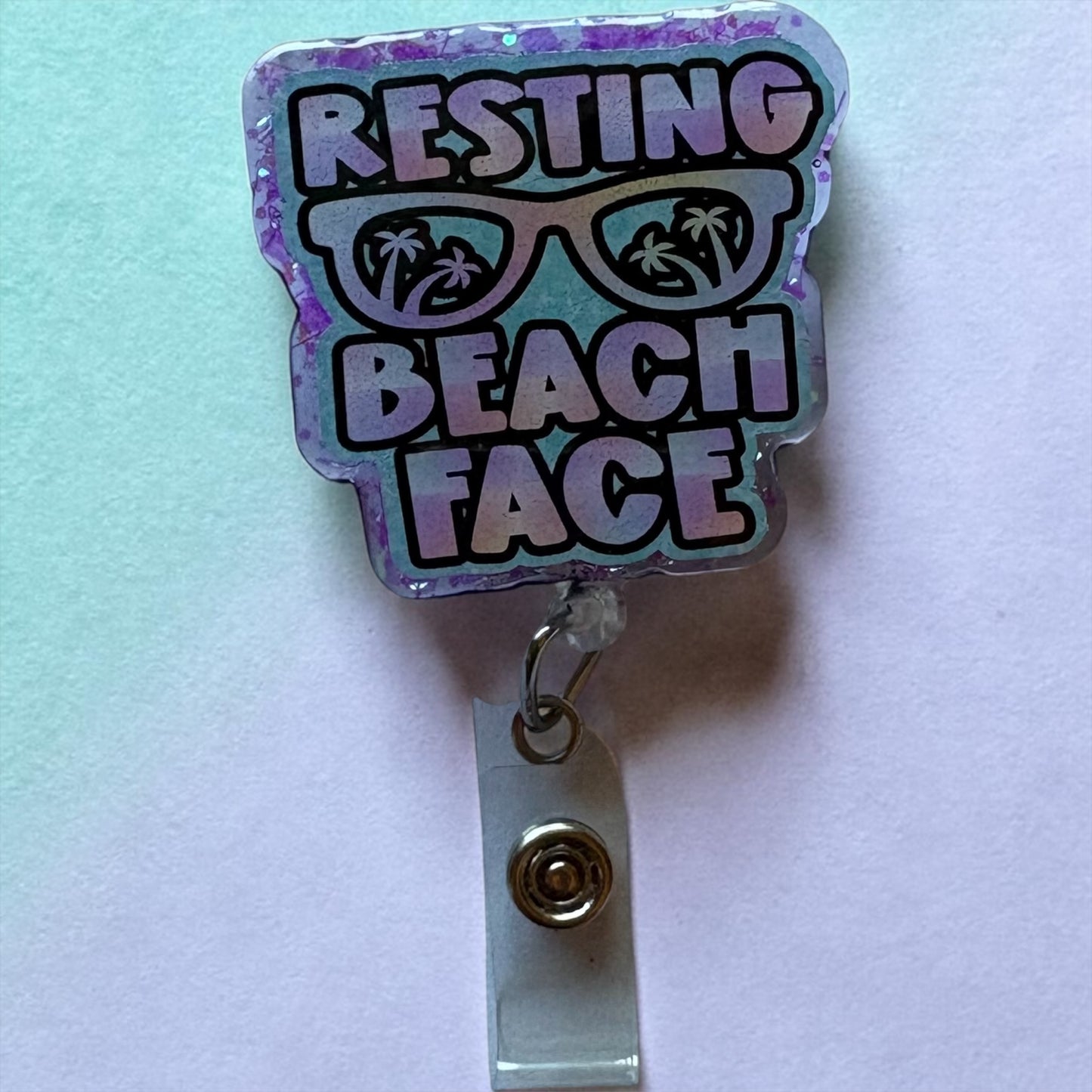 Resting Beach Face Badge Reel | Funny Beach Nurse Badge Holder | Summer Vibes ID Reel | Cute Coastal Work Accessory