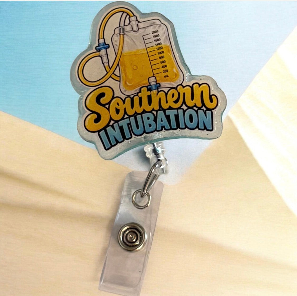 Southern Intubation Badge Reel | Funny Foley Catheter Badge Reel | Urology Nurse Badge Reel | Healthcare Humor