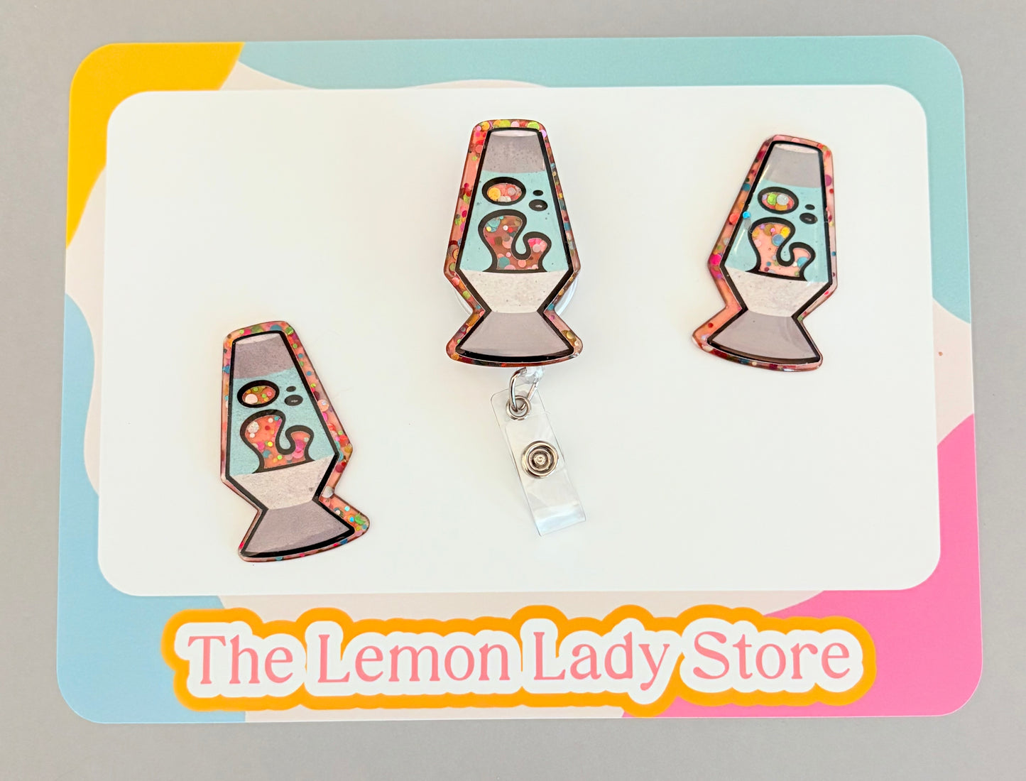 Lava Lamp Badge Reel | Retro Nostalgic Badge Holder | Fun Colorful Retractable Clip