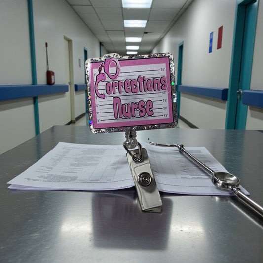 Corrections Nurse Badge Reel – Jail Nurse ID Clip, Funny Badge Reel for Prison Healthcare Worker