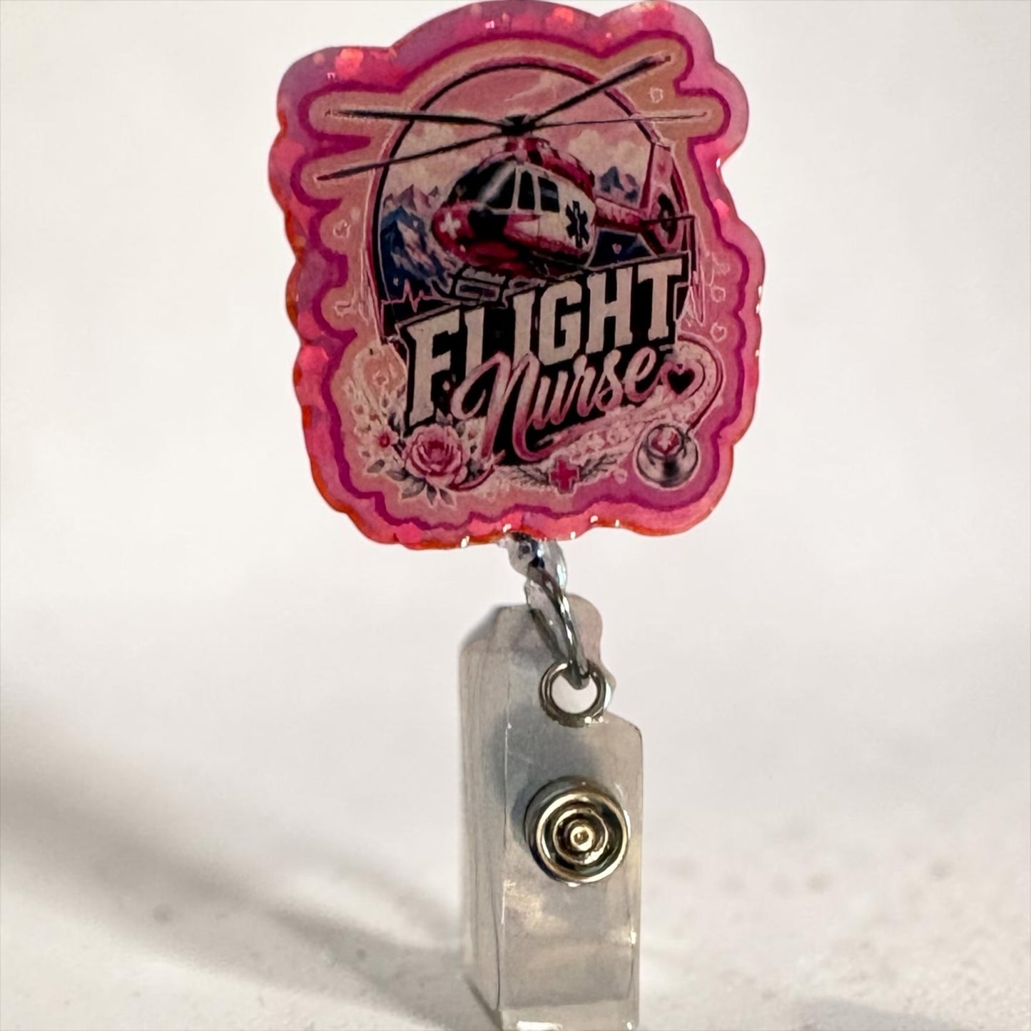 Flight Nurse Helicopter Badge Reel | ER, Trauma & Critical Care Nurse ID Holder
