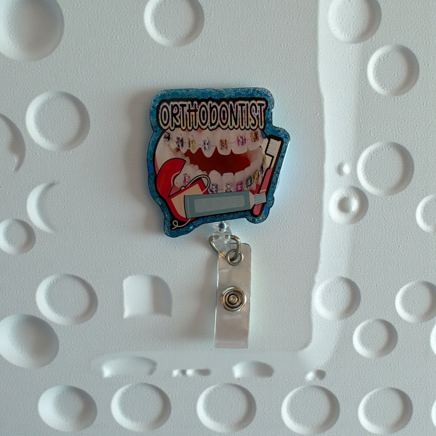 Orthodontist Badge Reel – Colorful Braces Dental ID Holder