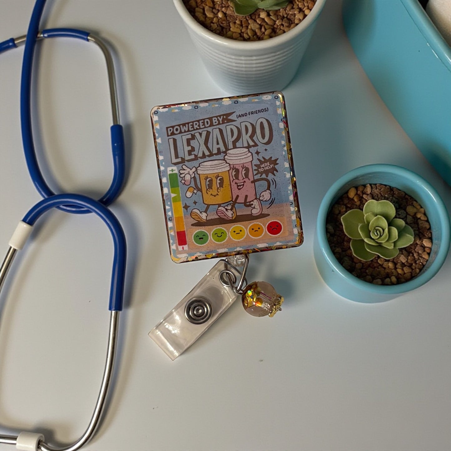Emotional Support Badge Reel | Funny Mental Health Nurse ID Holder | Retractable Badge Reel